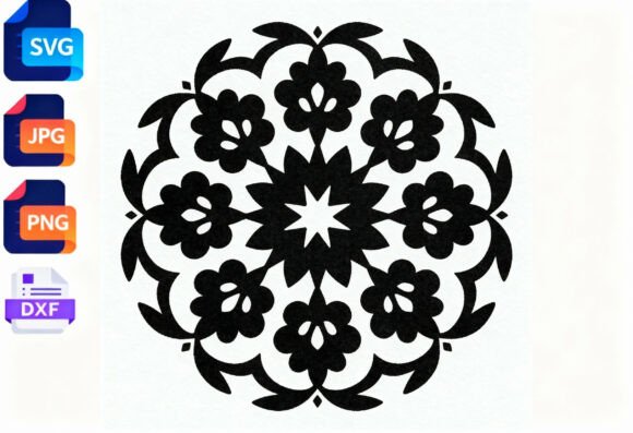 Black Floral Mandala SVG Cut File