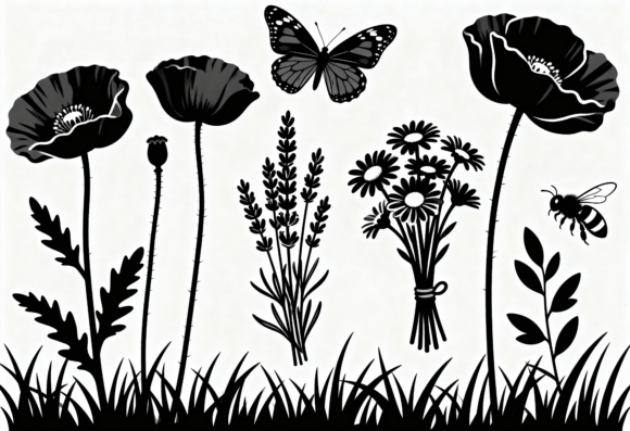 Black Floral Silhouette SVG Bundle