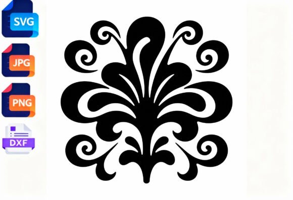 Black Floral Swirl SVG Cut File