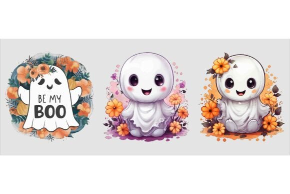 Cute Halloween Floral Ghost SVG Freebie