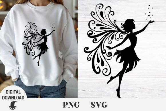 Fairy Silhouette SVG. Floral Fairy. Spri