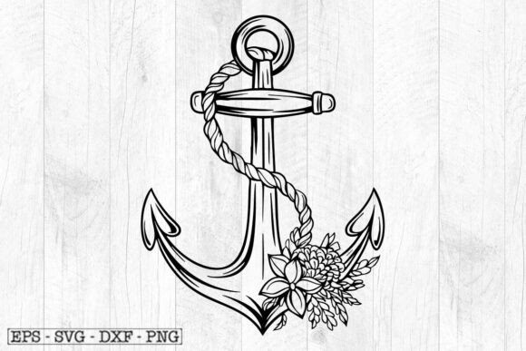 Floral Anchor SVG Design, Nautical Svg