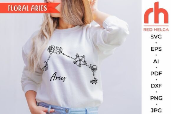 Floral Aries SVG, Flower Zodiac Cut File