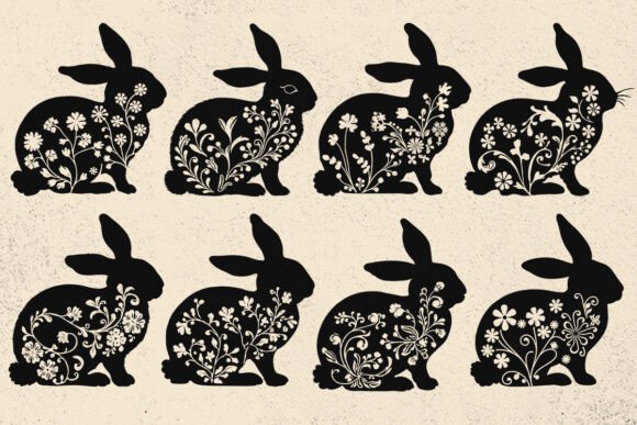Floral Bunny SVG, Easter Bunny SVG Bundle