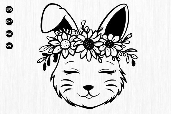 Floral Bunny SVG, Happy Easter Svg