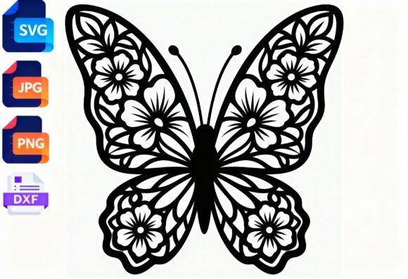 Floral Butterfly SVG Cut File for Crafts