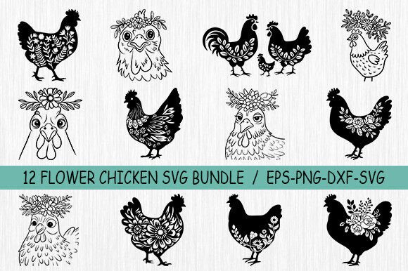 Floral Chicken Svg Bundle