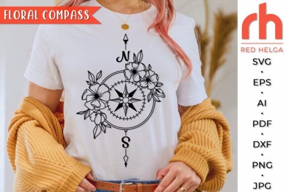 Floral Compass SVG, Boho Flower Design