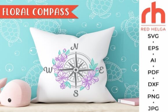 Floral Compass SVG, Flower Compass DXF
