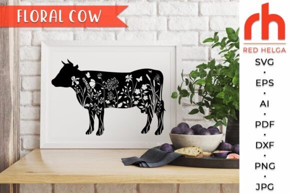 Floral Cow SVG, Farm Animal Cut File
