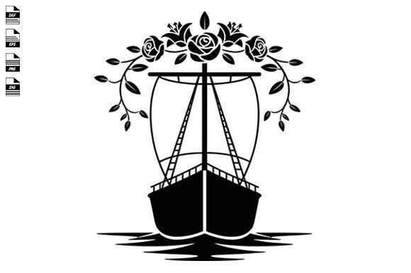 Floral Cruise Ship Svg, Floral Boat