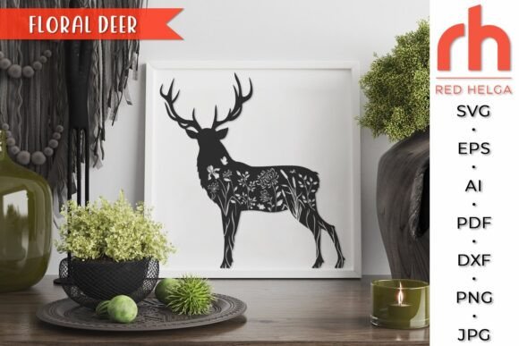 Floral Deer SVG, Forest Animal Cut File
