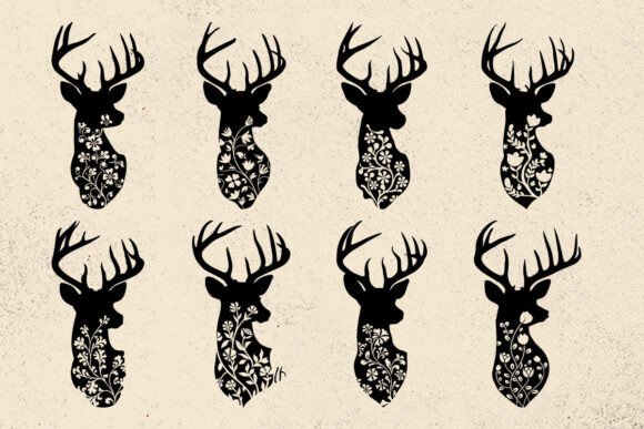 Floral Deer Svg Silhouette