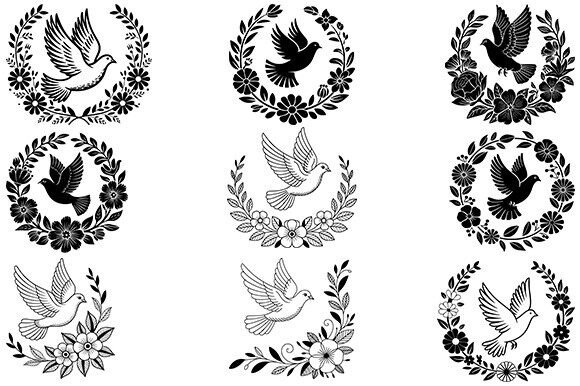 Floral Dove Svg, Dove with Flower Bundle