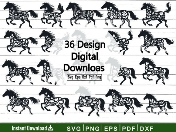 Floral Horse Svg Bundle File, Animal