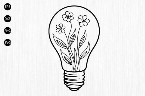 Floral Lamp SVG, Floral Light Bulb Svg