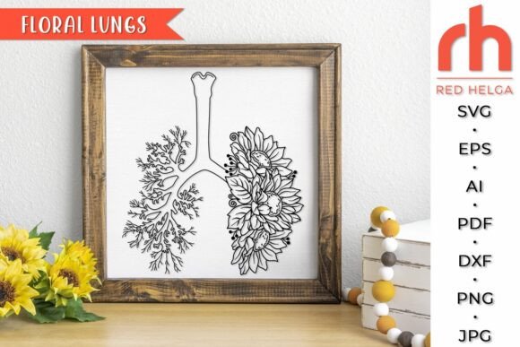 Floral Lungs SVG, Flower Anatomy DXF