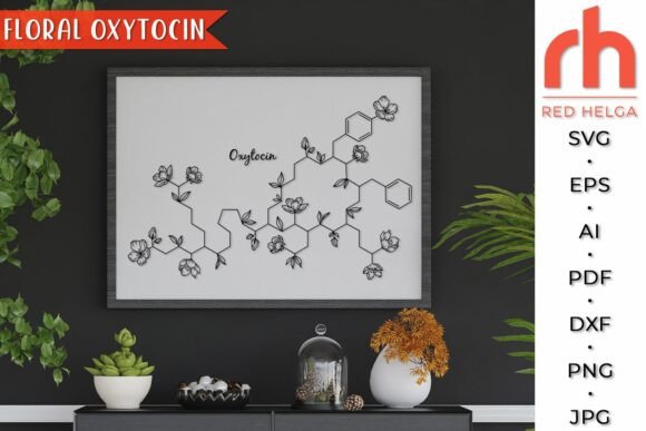 Floral Oxytocin SVG, Flower Molecule DXF