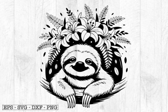 Floral Sloth Svg File Review