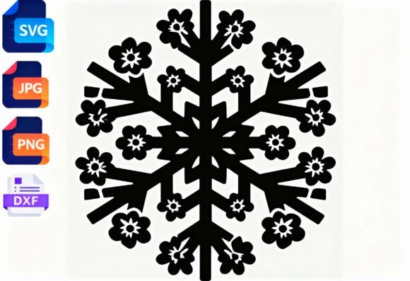 Floral Snowflake SVG Cut File