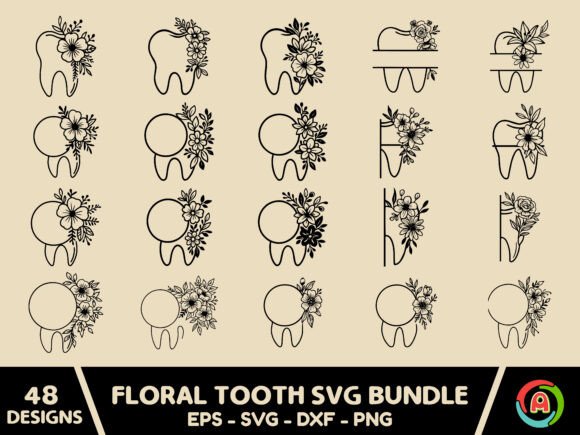 Floral Tooth Svg Bundle