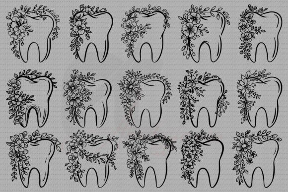 Floral Tooth SVG Bundle Dentist SVG