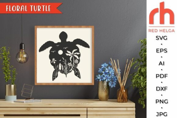 Floral Turtle SVG, Tropical Animal DXF