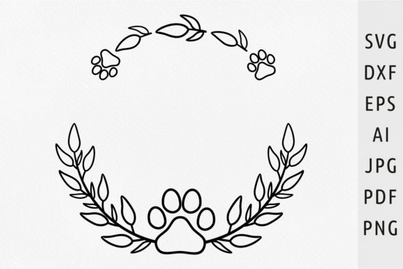 Floral Wreath Svg Paw Print Svg Flourish