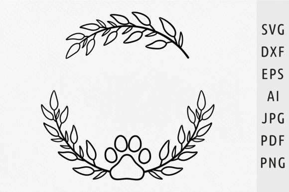 Floral Wreath Svg Paw Print Svg Frame