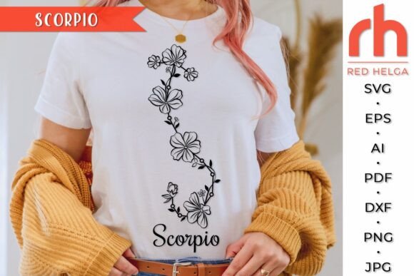 Flower Scorpio SVG – Floral Zodiac Cut Fi