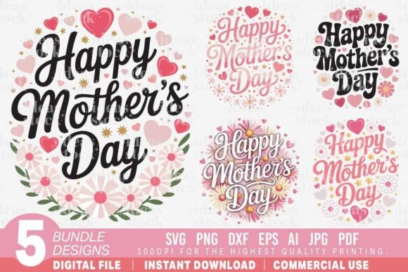 Mother’s Day Pastel Floral Bundle Svg