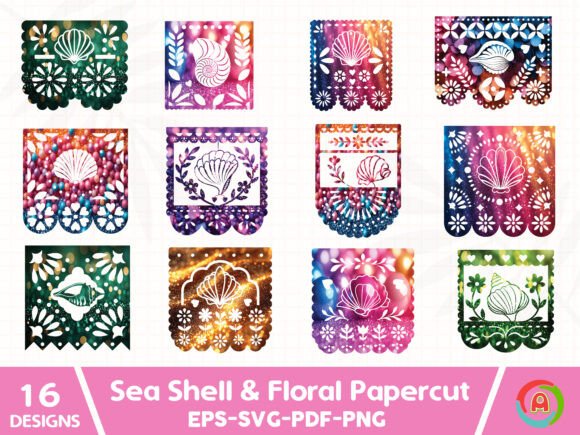 Sea Shell Floral Papercut SVG Bundle